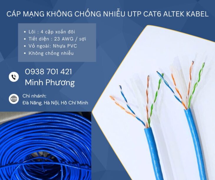 Cáp mạng UTP Cat6 không chống nhiễu – Giải pháp tiết kiệm cho hệ thống mạng