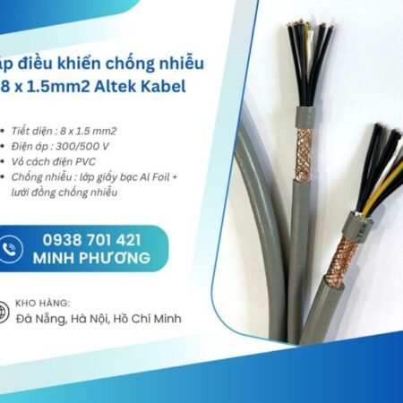 Cáp điều khiển chống nhiễu 8×1.5mm² Altek Kabel – Giải pháp truyền tín hiệu ổn định