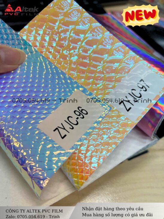 Màng nhựa pvc, hiệu ứng ánh kim đổi màu khi gặp ánh sáng