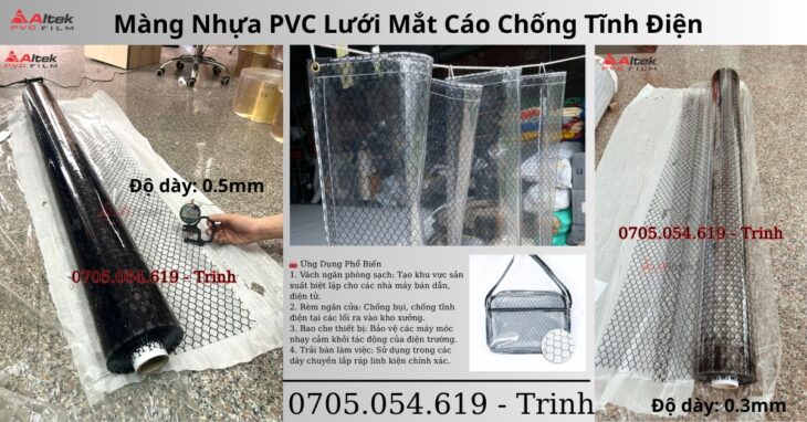 Màng nhựa pvc – lưới mắt cáo chống tĩnh điện toàn diện Màng nhựa pvc – lưới mắt cáo chống tĩnh điện toàn diện