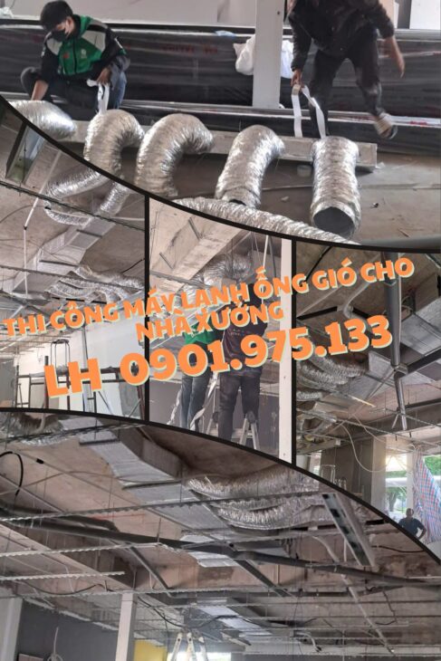 Lắp đặt máy lạnh giấu trần nối ống gió cho nhà xưởng tại Long An