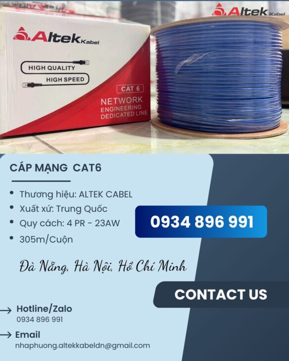 CÁP MẠNG CAT 6 ALTEK KABEL QUẢNG NAM, QUẢNG NGÃI, BÌNH ĐỊNH