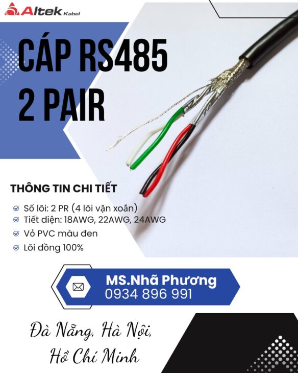 Cáp Tín Hiệu RS485 2 Pair 22 AWG Hồ Chí Minh – Giải Pháp Hệ Thống Công Nghiệp