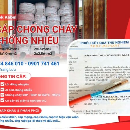 Cáp chống cháy chống nhiễu Altek kabel 2×0.75/ 2×1.0/ 2×1.5/2×2.5