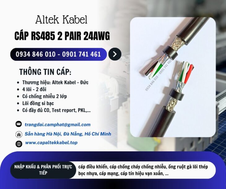 Cáp loa, cáp âm thanh, cáp truyền thông RS485 2 pair 24awg Altek Kabel tại Hà Nội, Đà Nẵng, HCM