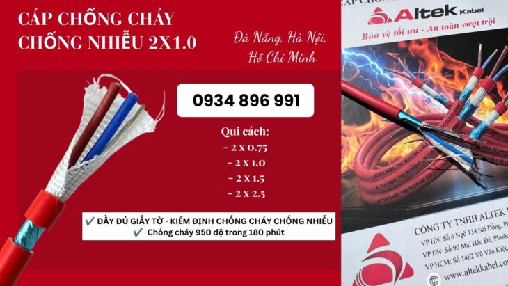 Cáp chống cháy chống nhiễu 2×1.0mm² – Vận chuyển nhanh HCM, Cần Thơ