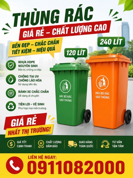 Thùng Rác Nhựa Giá Rẻ- Bền Đẹp- Giao Nhanh- lh 0911082000