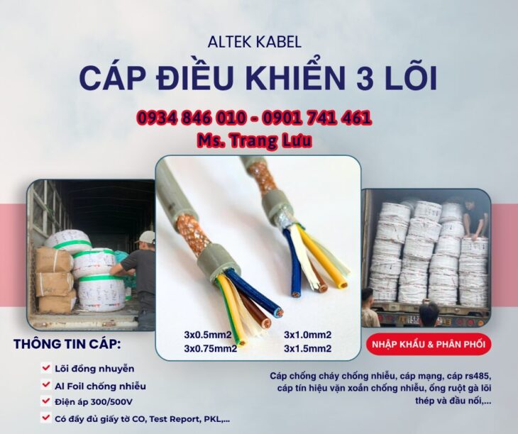 Cáp điều khiển Altek Kabel 3×0.5/3×0.75/3×1.0/3×1.5 tại Hà Nội, Đà Nẵng, HCM