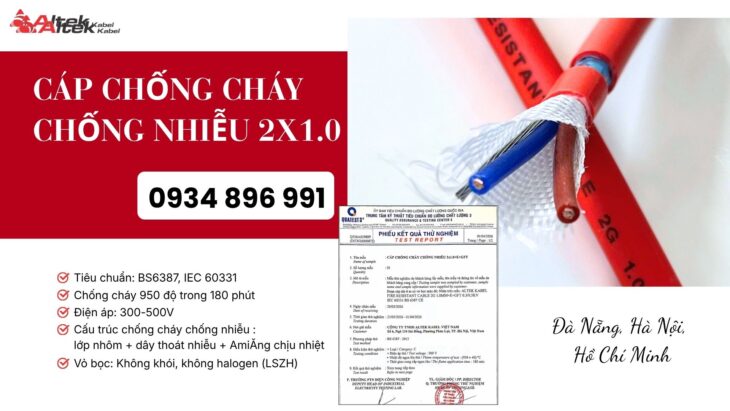 Cáp chống cháy chống nhiễu 2×1.0mm² – Vận chuyển nhanh HCM, Cần Thơ