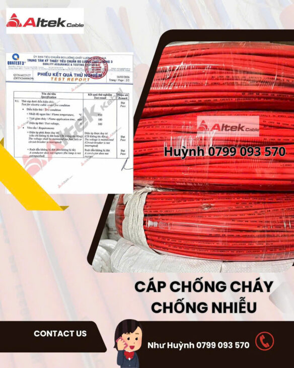 bảng giá cáp chống cháy 2 x 1.5 – tiêu chuẩn IEC 60331 & BS6387