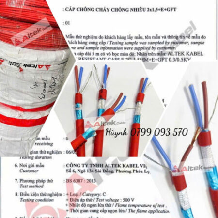 bảng giá cáp chống cháy 2 x 1.5 – tiêu chuẩn IEC 60331 & BS6387