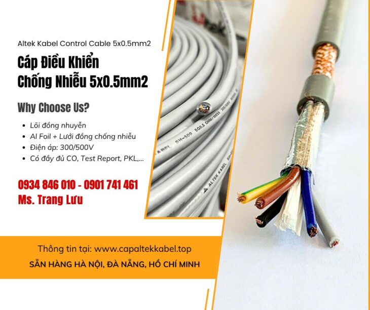 Cáp điều khiển, cáp chỗng nhiễu Altek Kabel 5×0.5 Sài Gòn, Đồng Nai, Khánh Hòa, Bình Dương