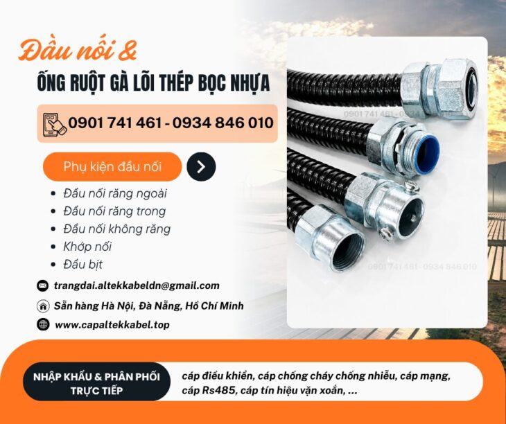 Ống ruột gà lõi thép bọc nhựa kèm PG tại Hà Nội, Đà Nẵng, HCM