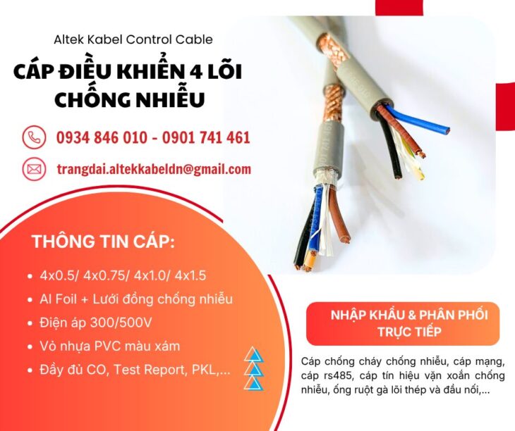 Cáp điều khiển Altek Kabel 4×0.5/4×0.75/4×1.0/4×1.5 chống nhiễu