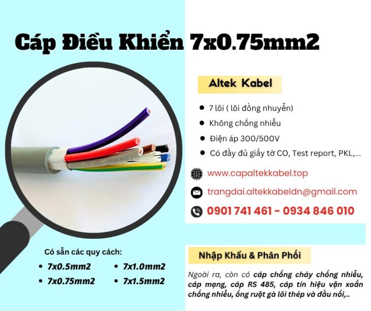 Cáp tín hiệu, điều khiển 7×0.75 Altek Kabel chính hãng tại Hà Nội, Đà Nẵng, HCM