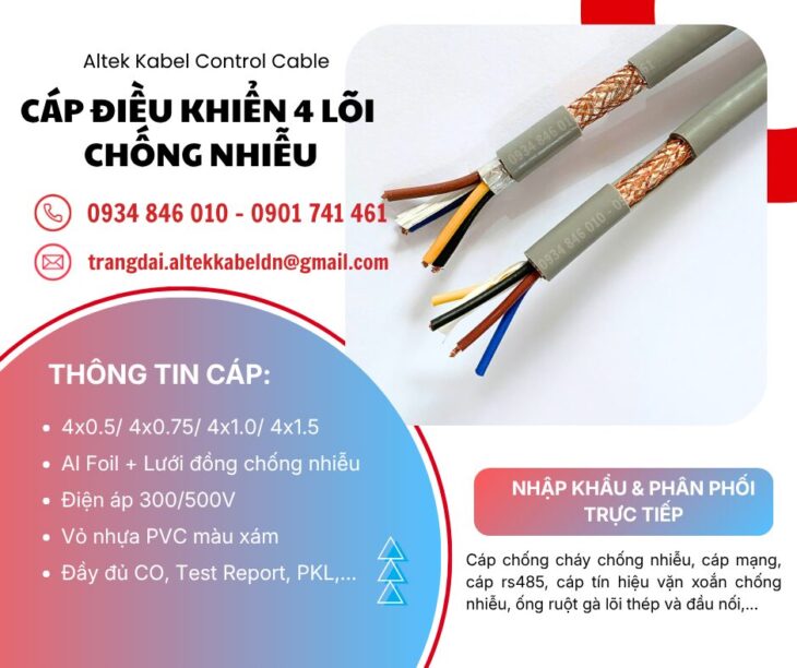 Cáp điều khiển Altek Kabel 4×0.5/4×0.75/4×1.0/4×1.5 chống nhiễu