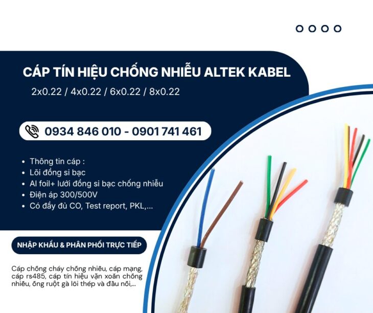Cáp tín hiệu chống nhiễu 2×0.22/4×0.22/6×0.22/8×0.22 hãng Altek Kabel
