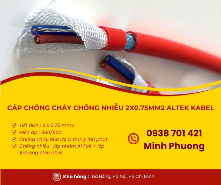 Cáp chống cháy chống nhiễu 2×0.75mm2 Altek Kabel phân phối toàn quốc, giá tốt