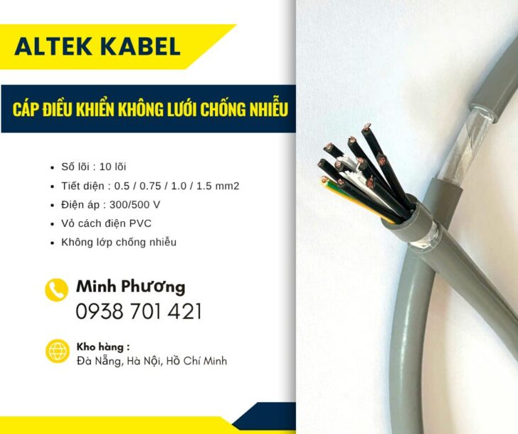 Báo giá cáp điều khiển không chống nhiễu 10×1.5mm2 mới nhất Đà Nẵng, Huế