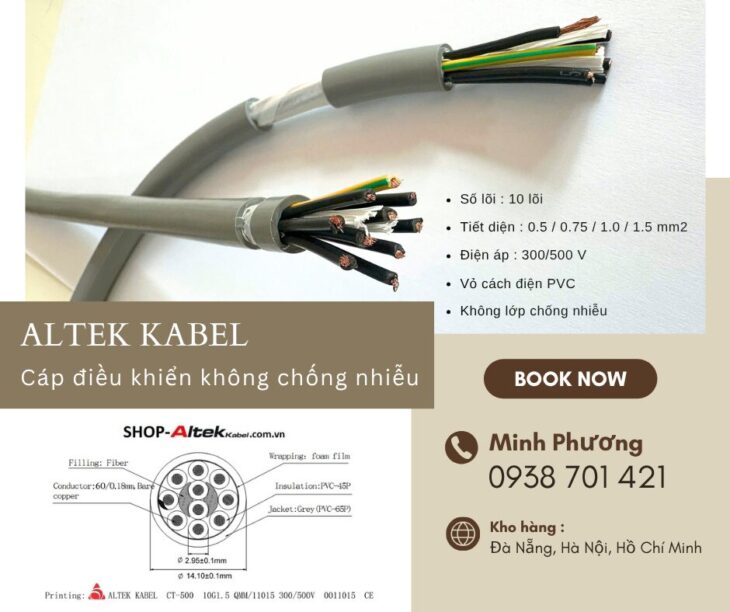 Báo giá cáp điều khiển không chống nhiễu 10×1.5mm2 mới nhất Đà Nẵng, Huế