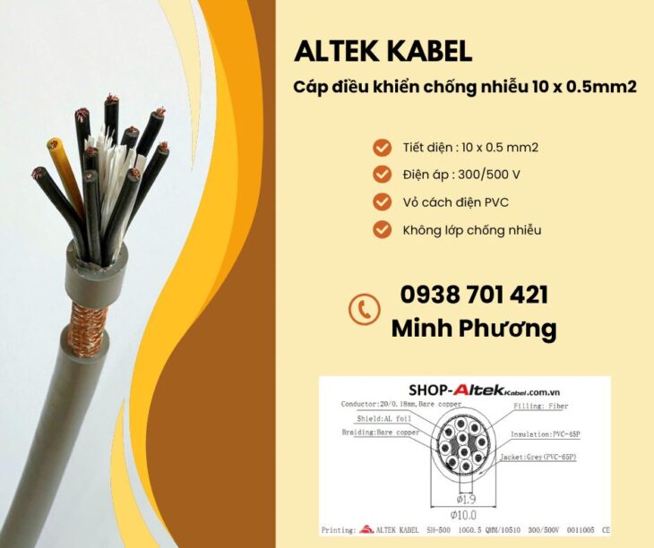 Kho có sẵn cáp điều khiển chống nhiễu 10×0.5mm2 uy tín – giao ngay