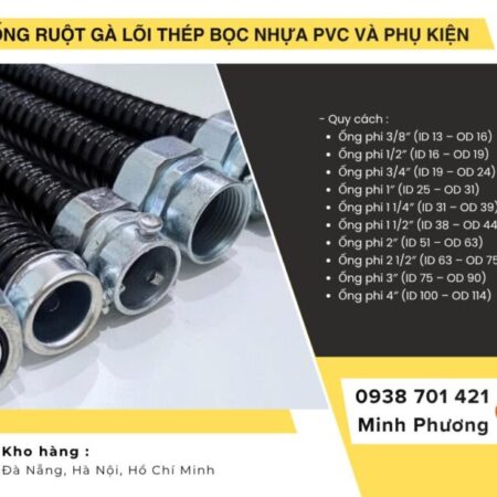 Ống Ruột Gà Lõi Thép Bọc Nhựa PVC Và phụ kiện ống kẽm giá tốt sẵn kho Đà Nẵng