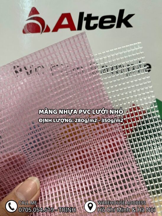 Lưới nhựa pvc màu trắng, màu hồng, sẵn hàng tại kho Altek