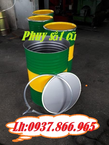 bán thùng phuy làm bàn trang trí, phuy cũ độ mới 80%, phuy nắp mở, thùng phuy, phuy cũ