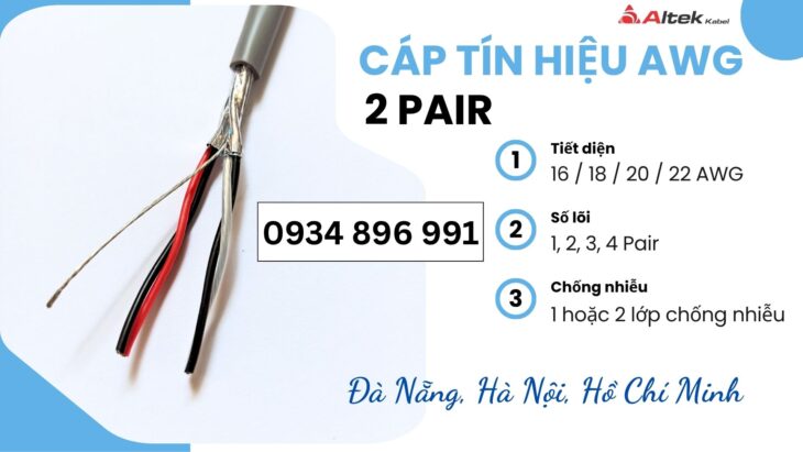 Cáp Vặn Xoắn Chống Nhiễu 1 Pair Dùng Cho PLC, DCS, SCADA – Có Sẵn Huế, Đà Nẵng, Quảng Trị