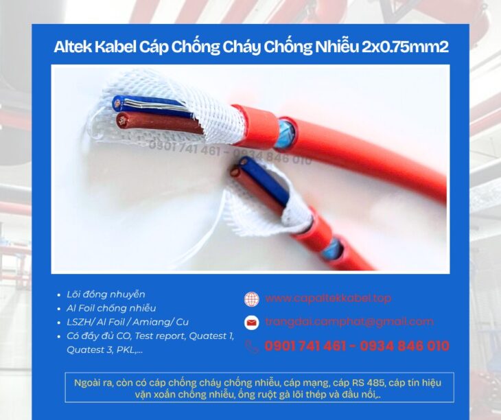 Cáp chống cháy chống nhiễu Altek Kabel 2×0.75 sẵn Đà Nẵng, Huế, Quảng Nam
