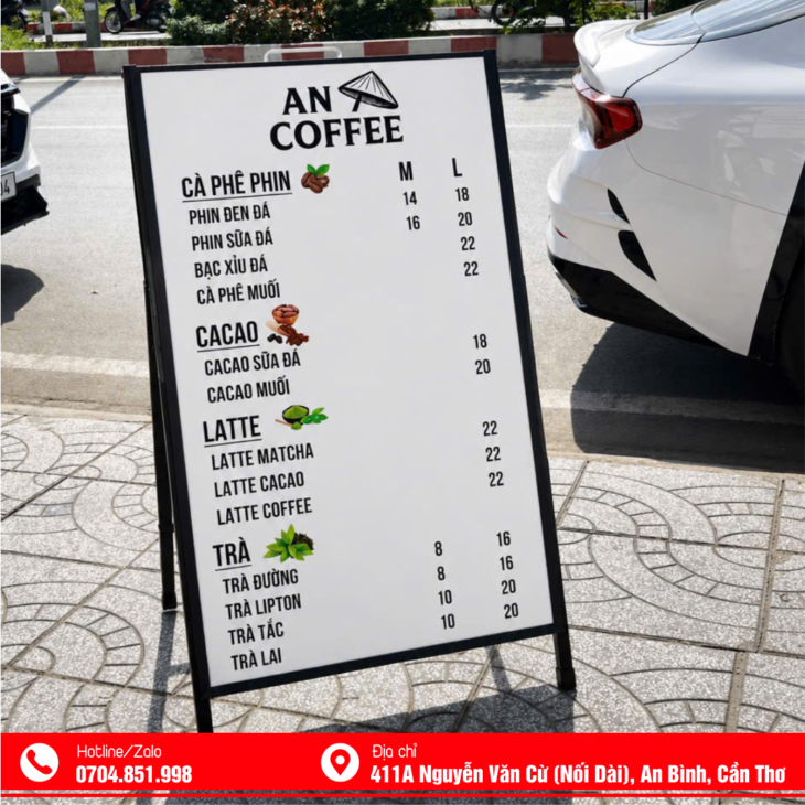 bảng standee menu chân chữ A gấp gọn