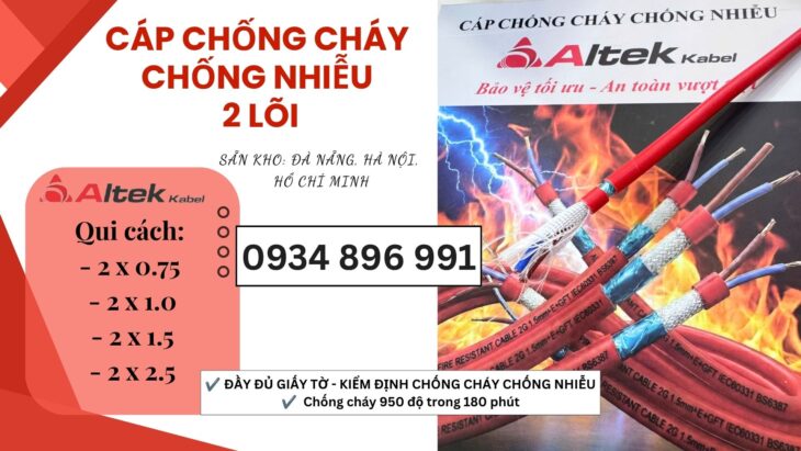 Cung Cấp Cáp chống cháy chống nhiễu 2×1.5mm² tại Ninh Thuận, Lâm Đồng.