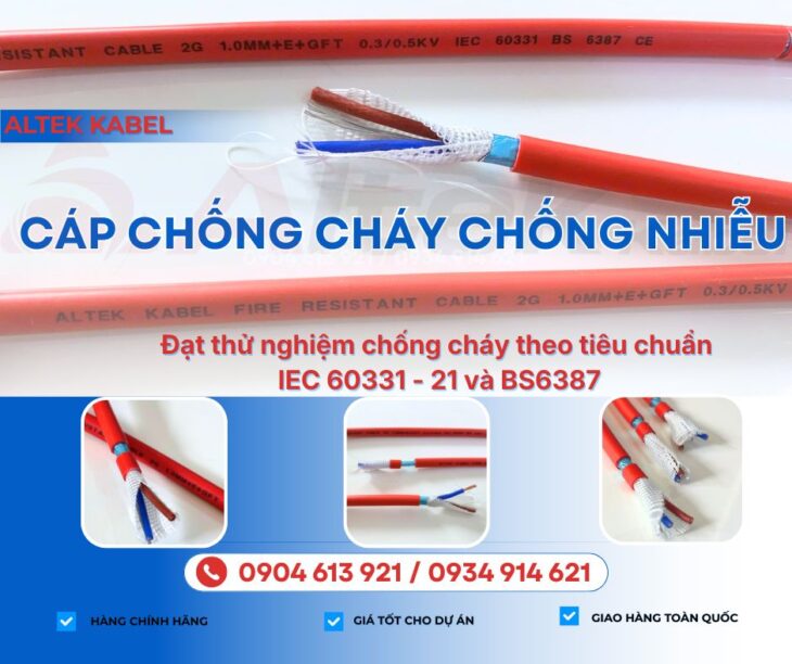 Dây tín hiệu chống cháy chống nhiễu 2×1.0mm2 – IEC60331 – BS6387