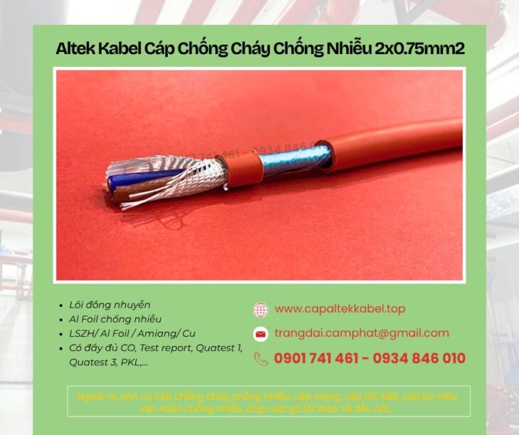 Cáp chống cháy chống nhiễu Altek Kabel 2×0.75 sẵn Đà Nẵng, Huế, Quảng Nam