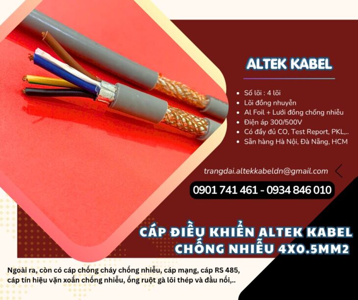 Cáp điều khiển chống nhiễu Altek Kabel 4×0.5 giao nhanh Hà Nội, HCM