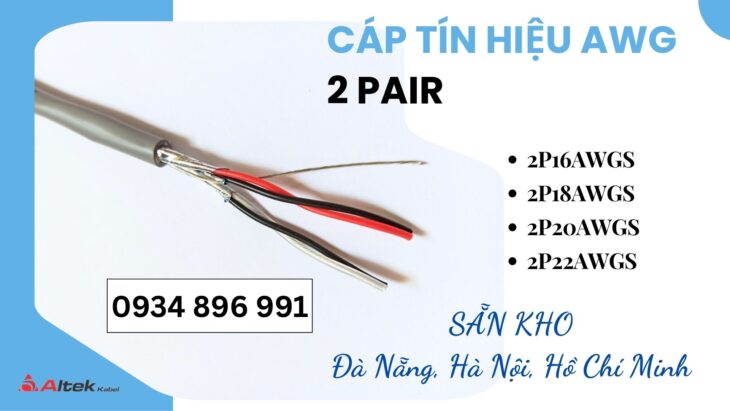 Cáp Vặn Xoắn Chống Nhiễu 1 Pair Dùng Cho PLC, DCS, SCADA – Có Sẵn Huế, Đà Nẵng, Quảng Trị