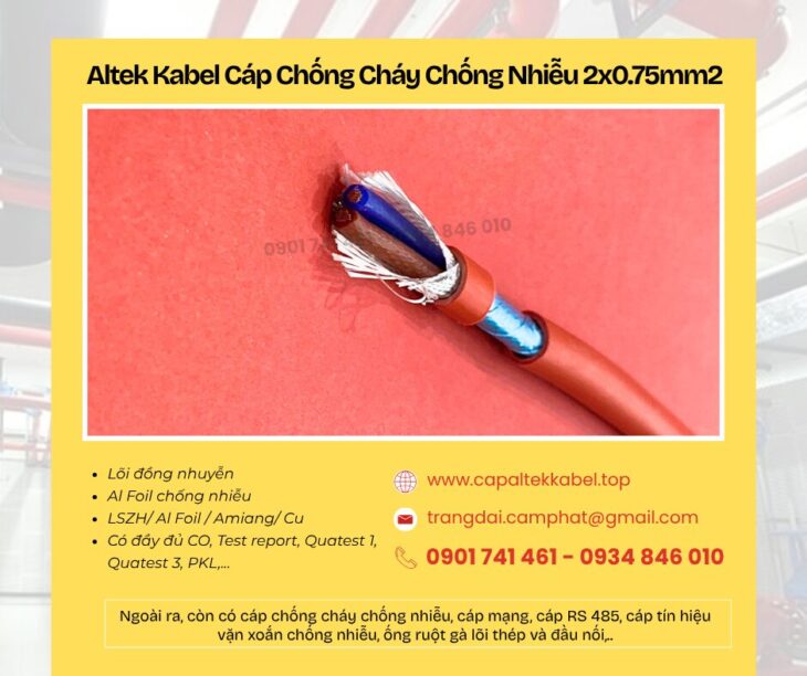 Cáp chống cháy chống nhiễu Altek Kabel 2×0.75 sẵn Đà Nẵng, Huế, Quảng Nam