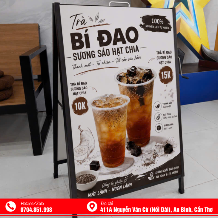 bảng standee menu chân chữ A gấp gọn