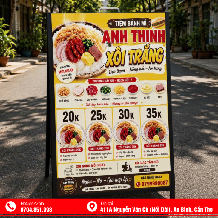 bảng standee menu chân chữ A gấp gọn