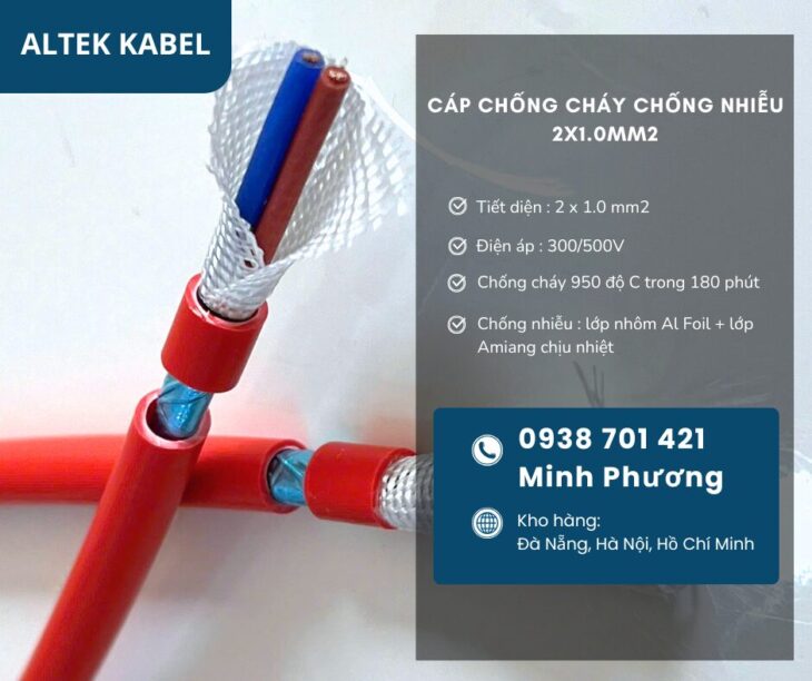 Cáp chống cháy chống nhiễu 2×1.0mm2 giá tốt – hàng sẵn kho Đà Nẵng, Hà Nội, HCM