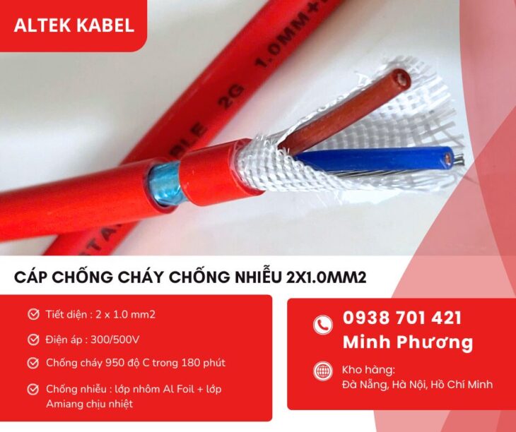 Cáp chống cháy chống nhiễu 2×1.0mm2 giá tốt – hàng sẵn kho Đà Nẵng, Hà Nội, HCM