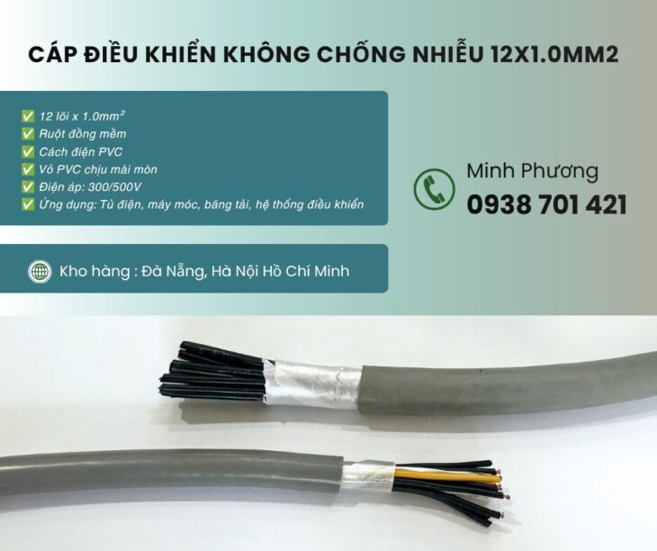 Cung cấp cáp điều khiển 12×1.0mm2 toàn quốc Quảng Ngãi, Bình Định, Phú Yên
