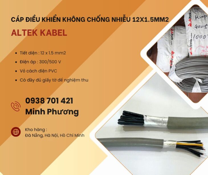 Cáp điều khiển không chống nhiễu 12×1.5mm2 chính hãng Huế, Thanh Hóa, Nghệ An