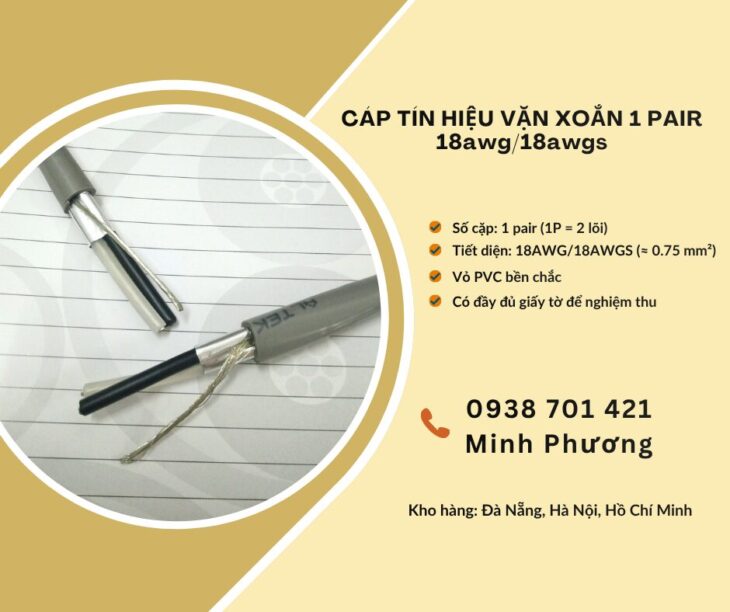 Cáp tín hiệu vặn xoắn 1 Pair 18awg/18awgs – Truyền tín hiệu ổn định, chống suy hao