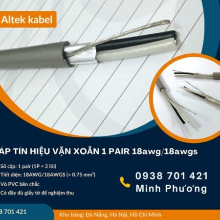 Cáp tín hiệu vặn xoắn 1 Pair 18awg/18awgs – Truyền tín hiệu ổn định, chống suy hao Cáp tín hiệu vặn xoắn 1 Pair 18awg/18awgs – Truyền tín hiệu ổn định, chống suy hao