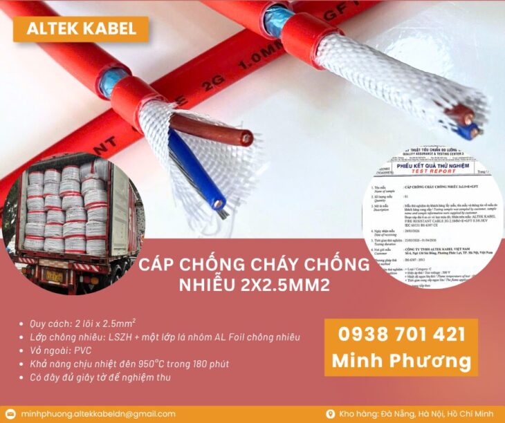 Cáp chống cháy chống nhiễu 2×2.5mm² – Giải pháp an toàn cho hệ thống PCCC