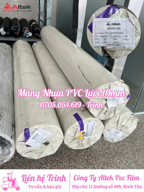 Nhựa PVC lưới 10mm hàng sẵn giá tốt, giao hàng nhanh