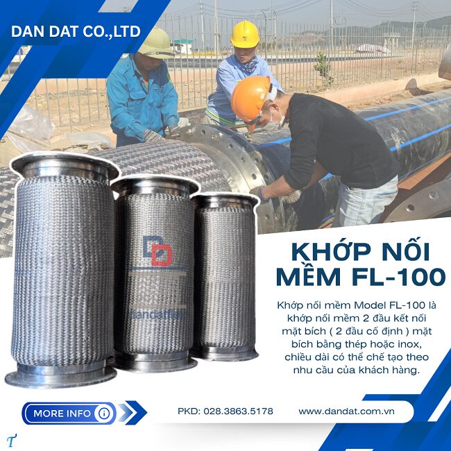 Khớp nối ống mềm, khớp nối mềm mặt bích, khớp nối mềm nối bích chịu nhiệt, khớp chống rung inox