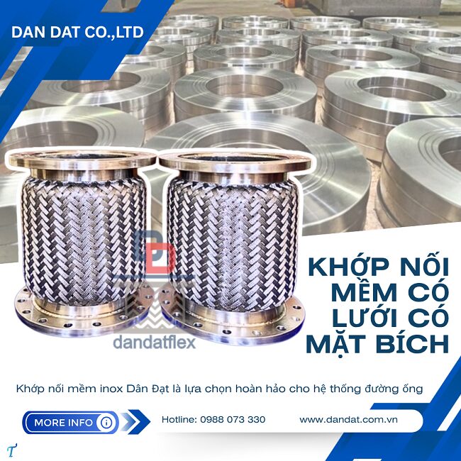 Khớp nối ống mềm, khớp nối mềm mặt bích, khớp nối mềm nối bích chịu nhiệt, khớp chống rung inox