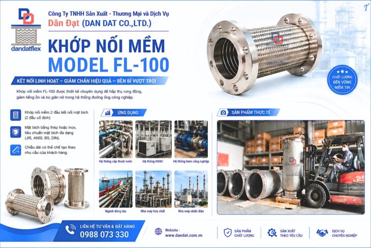 Khớp Nối Mềm FL100/ Khớp Nối Mềm FL200/ Khớp Nối Mềm Công Nghiệp/ Khớp Nối Mềm 2 Đầu Nối Bích